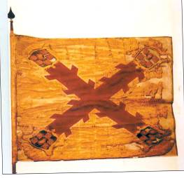 Bandera Batallona. Bendecida en la Catedral de Barbastro el 3 de mayo de 1795. Depositada en el Museo del Ejrcito.